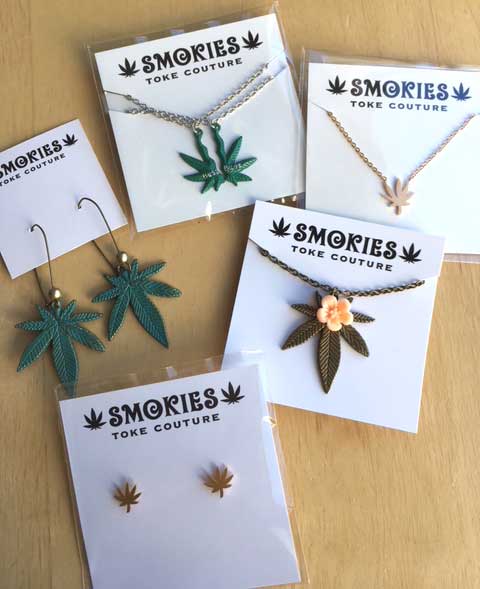 Smokies Toke Couture - Wholesale Pendant/Charm Necklace - Cannabis Rose Weed Necklace - Bronze and Lilac Marijuana4