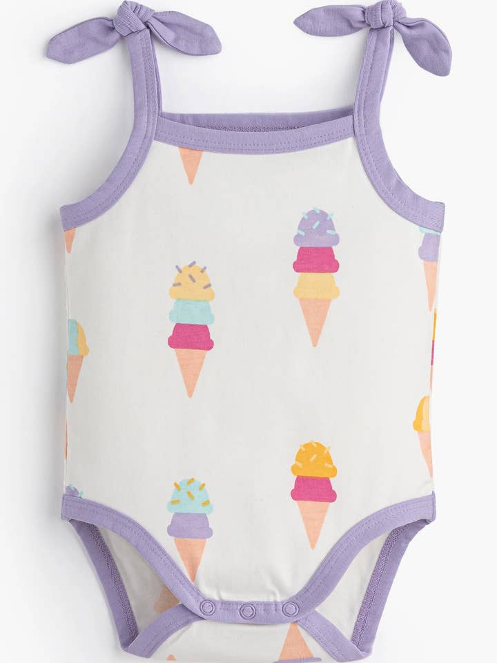 Monica + Andy - Wholesale Top & Short Set - Baby - Baby Tank Bodysuit + Ruffle Short Set_Ice Cream Social
