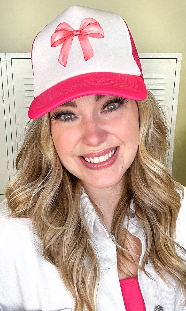 Sugar Stitch - Wholesale Trucker Hat - Women's - Pink Bow Trucker Hat1