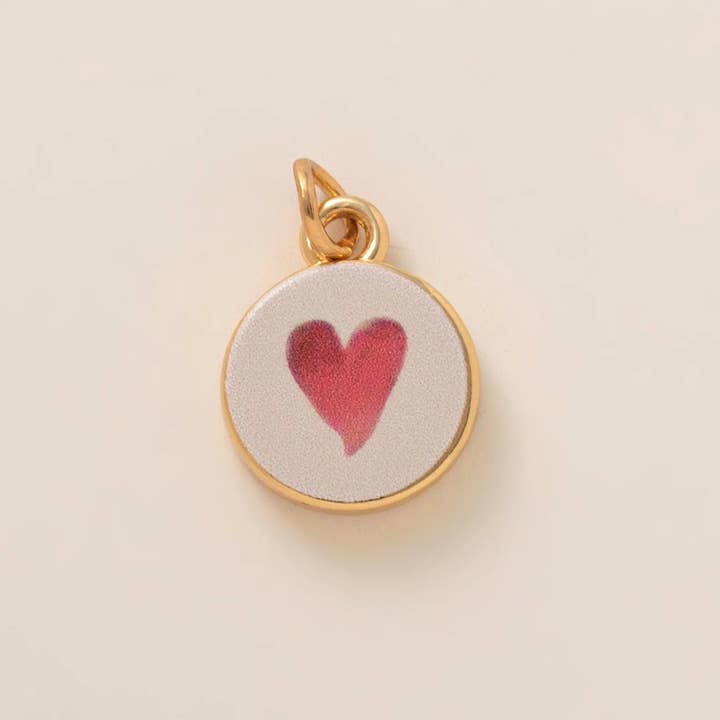 Beads Creation - Wholesale Pendant/Charm Necklace - Gold Filled Enamel Red Heart Charm Pendant SCP195