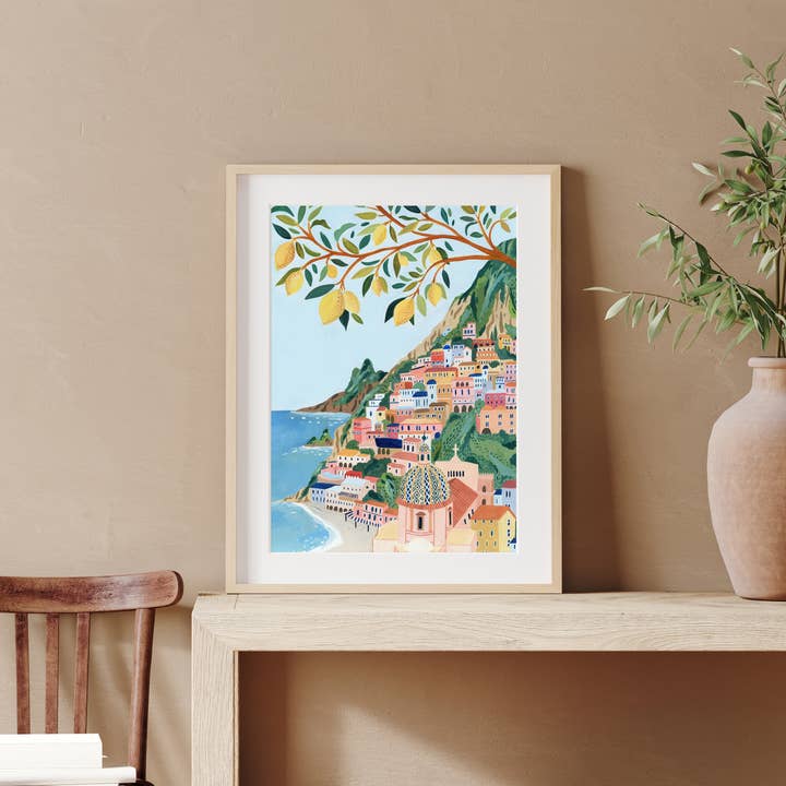 Amber Davenport Art - Wholesale Art Print - Positano, Amalfi Coast Travel Art Print - Unframed