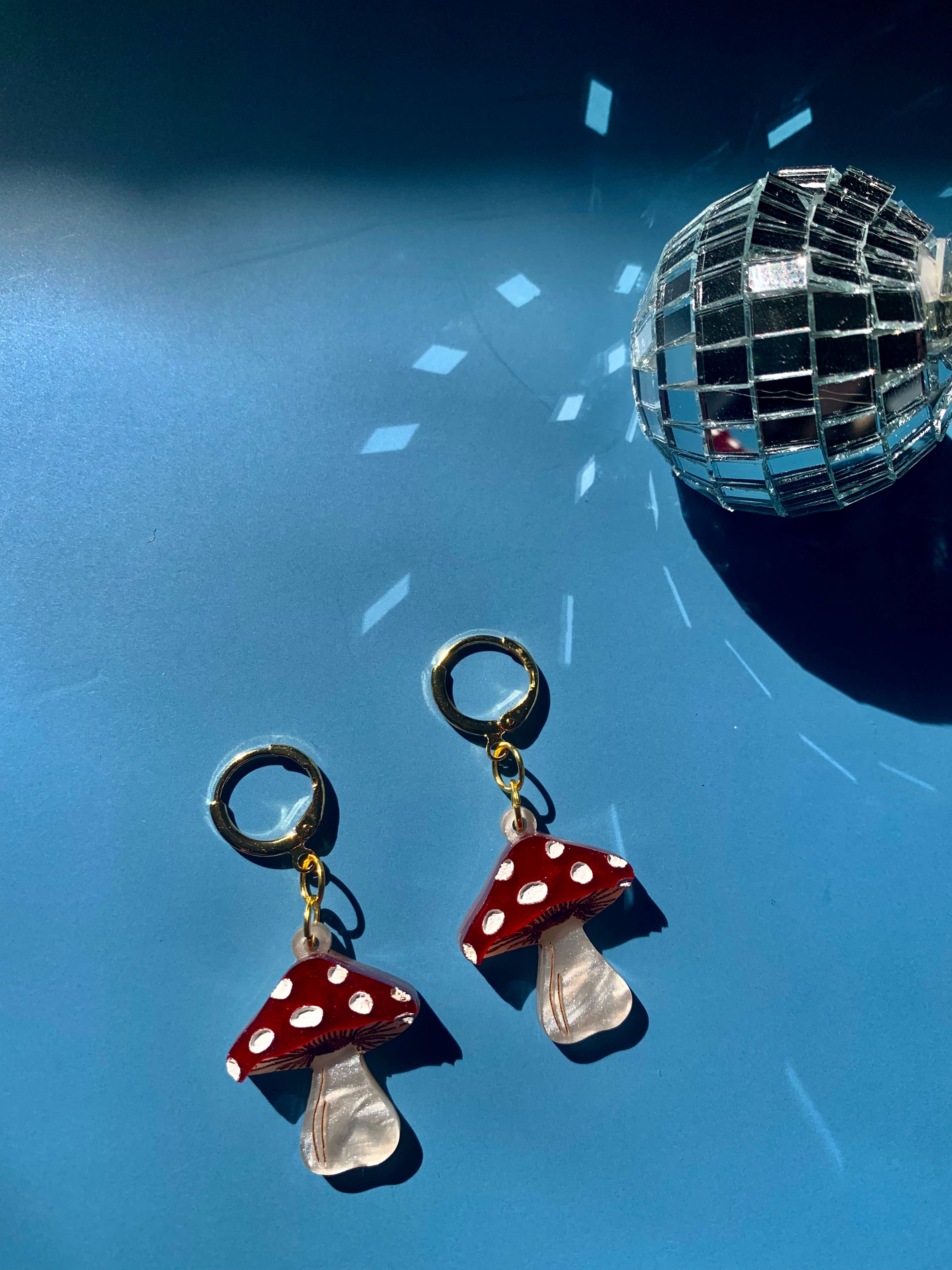 Not Picasso - Wholesale Huggie Earrings - Mini Mushrooms2