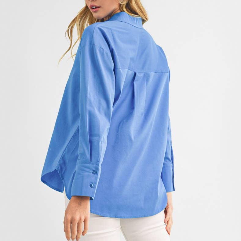 FREEZIA - Wholesale Button Down Shirt - Women's - 4th of july BUTTON DOWN COLLAR WHITE SHIRT-F7491816