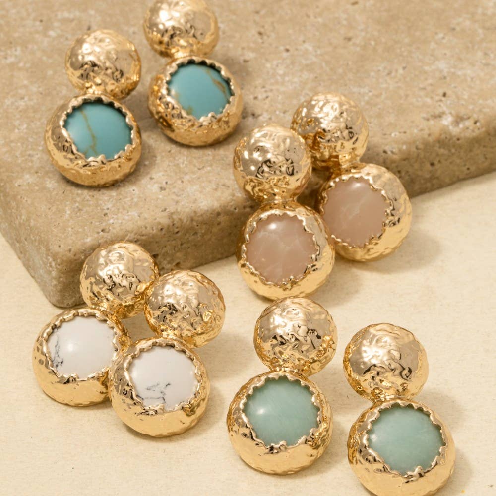 Anarchy Street – Großhandel Ohrhänger – Gehämmerte Kuppel- und Steinstecker-Ohrringe2