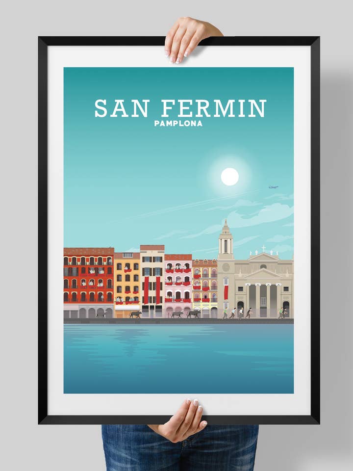 Running Of The Bulls, Pamplona Spain, San Fermin Festival for wholesale by Hillview Prints