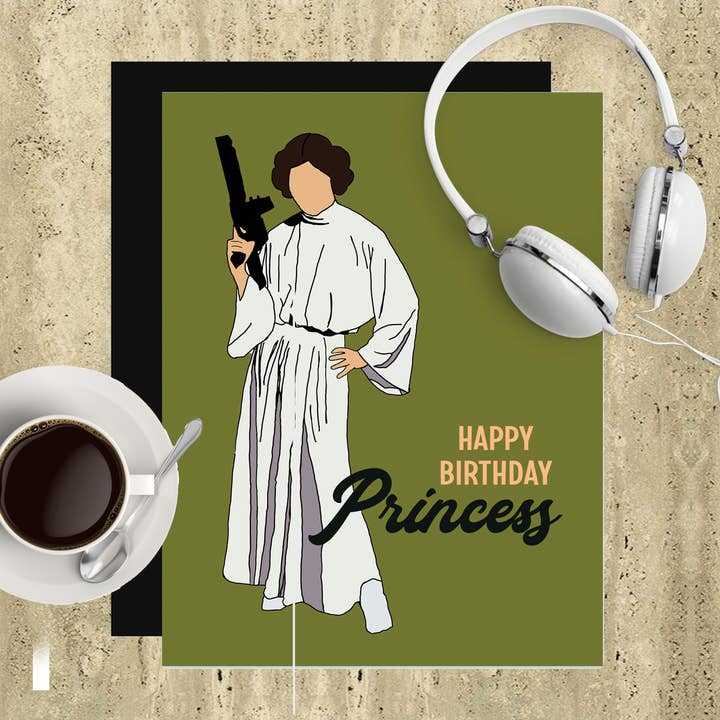 Happy Birthday Princess Star Wars Inspired Pop Culture Card for wholesale by Mod Lounge Paper Company