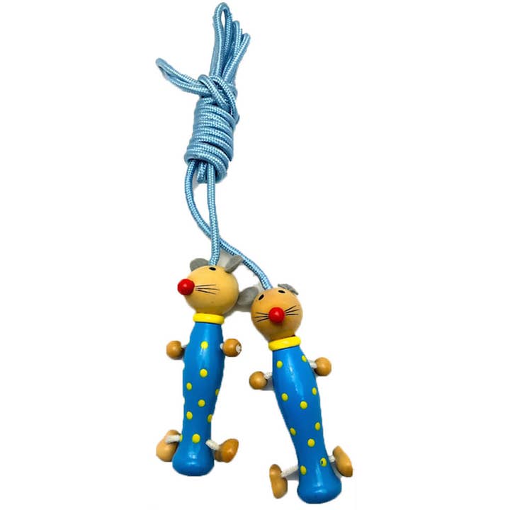 Træ hoppe reb blå mus for engroshandel hos giftland