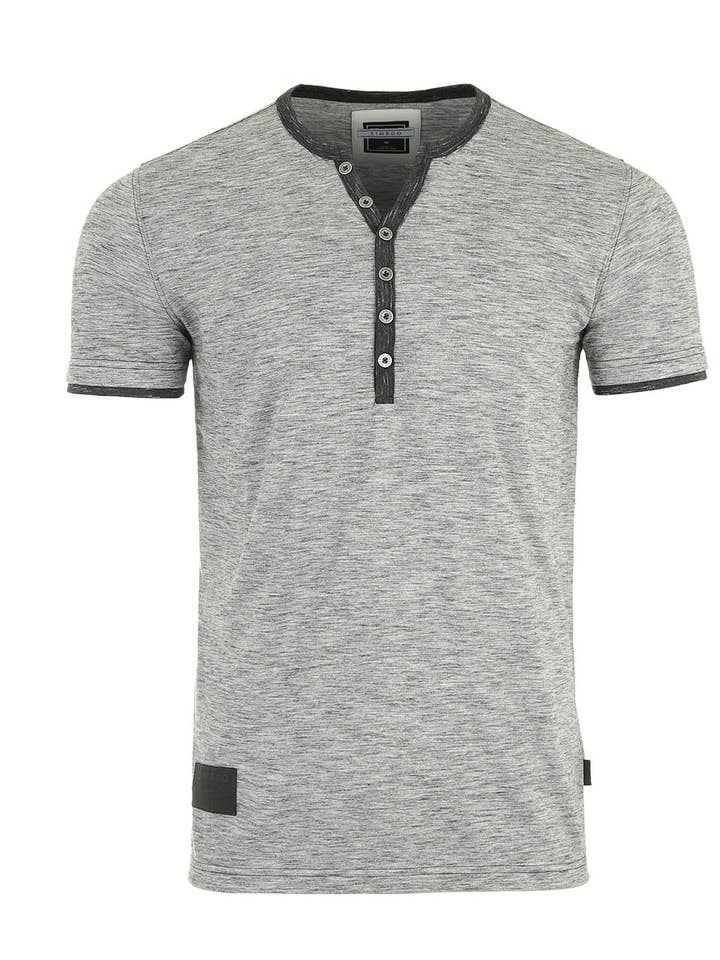 T-shirts de Manga Curta com Gola em Y e Botões Henley por atacado de ZIMEGO