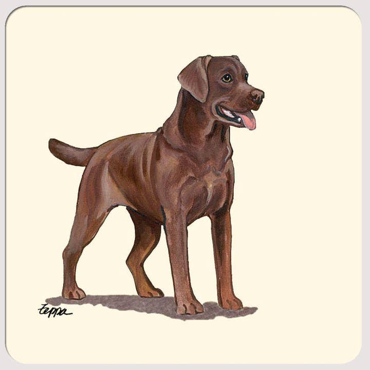 Labrador Chocolate Beverage Coasters for wholesale by Zeppa Studios