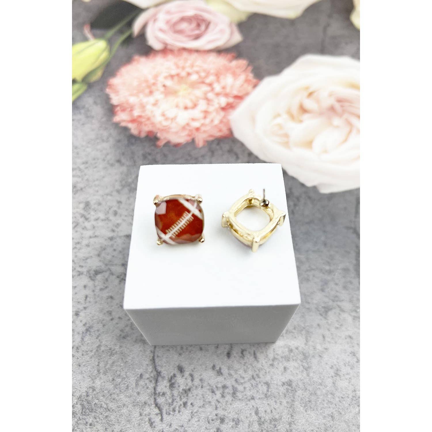 JHP Collection - Wholesale Stud/Post Earrings - RECTANGULAR SHAPE SPORTS BALL STUD EARRINGS8