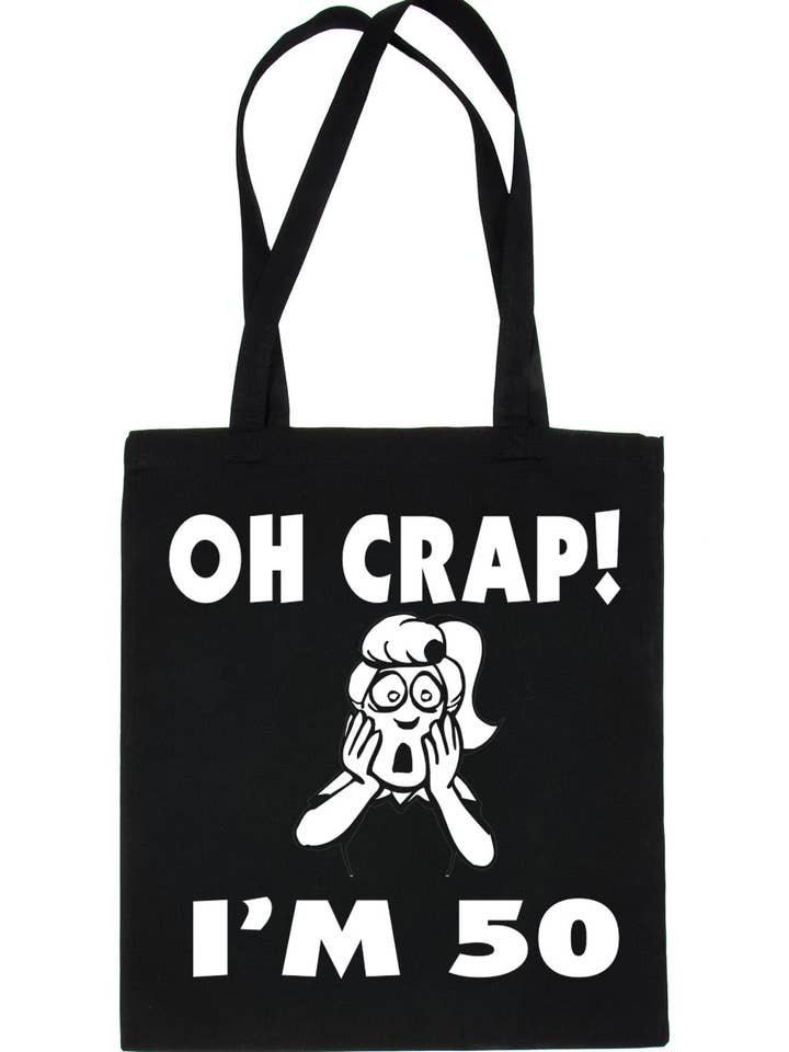 Divertente borsa per la spesa «Oh Crap I'm 50th Birthday» per la vendita all'ingrosso da parte di Print4U