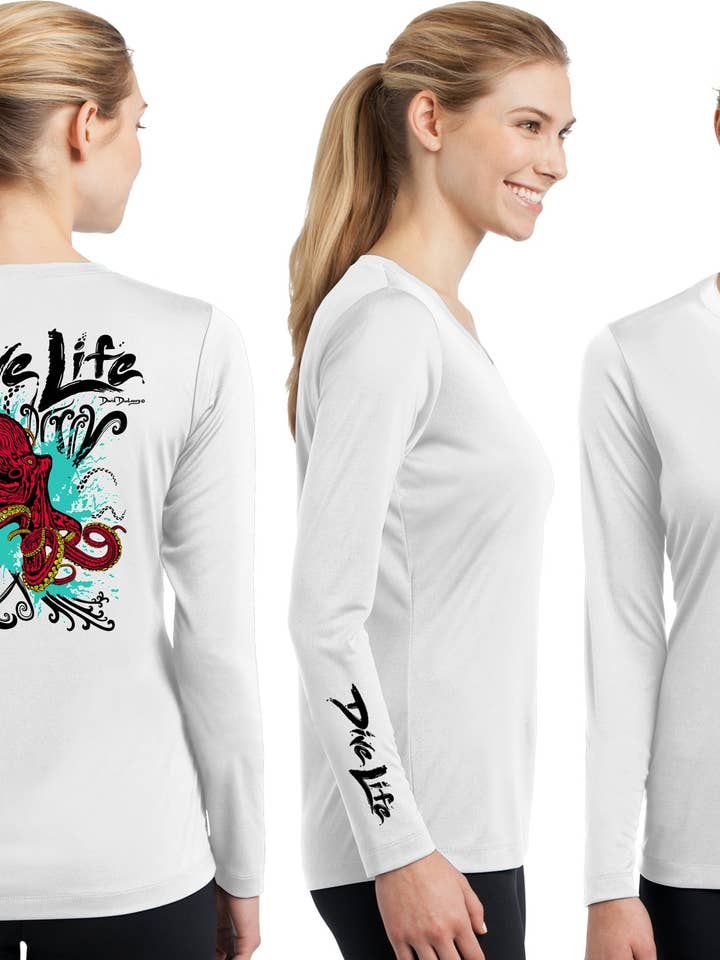 Kvinders Performance Dive Life Octopus Langærmet for engroshandel hos David Dunleavy