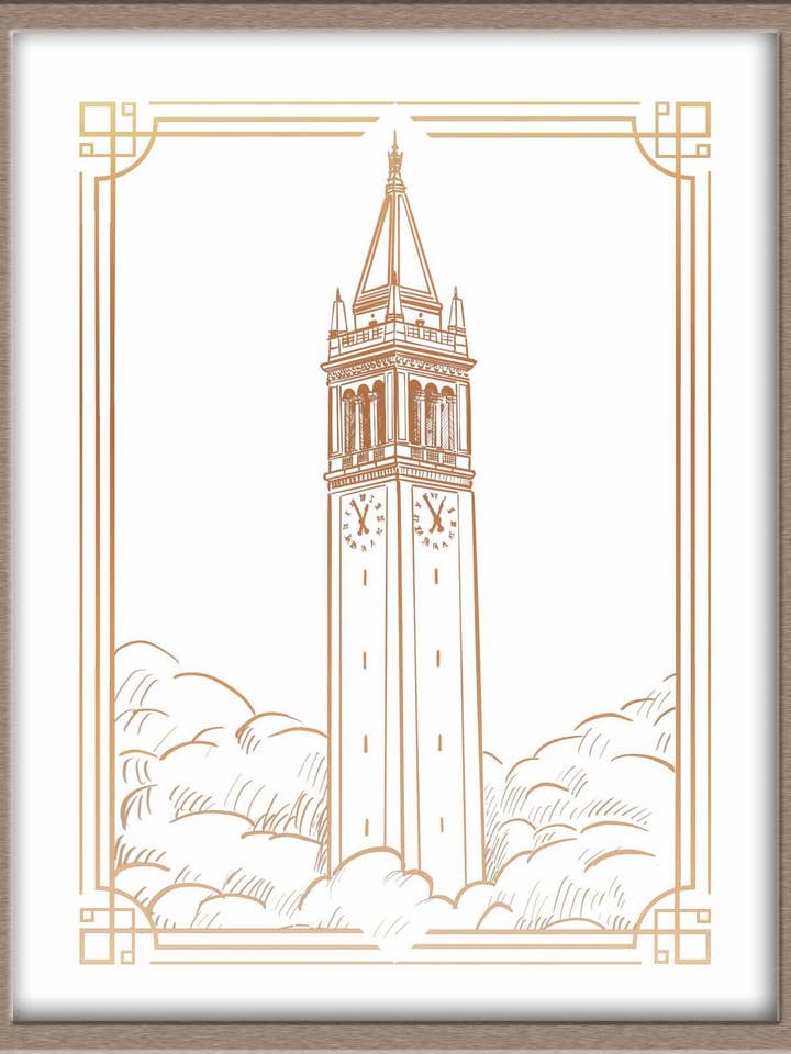 UC Berkeley's (Cal) Sather Tower/Campanile Foiled Art Print for wholesale by JoyousJoyfulJoyness