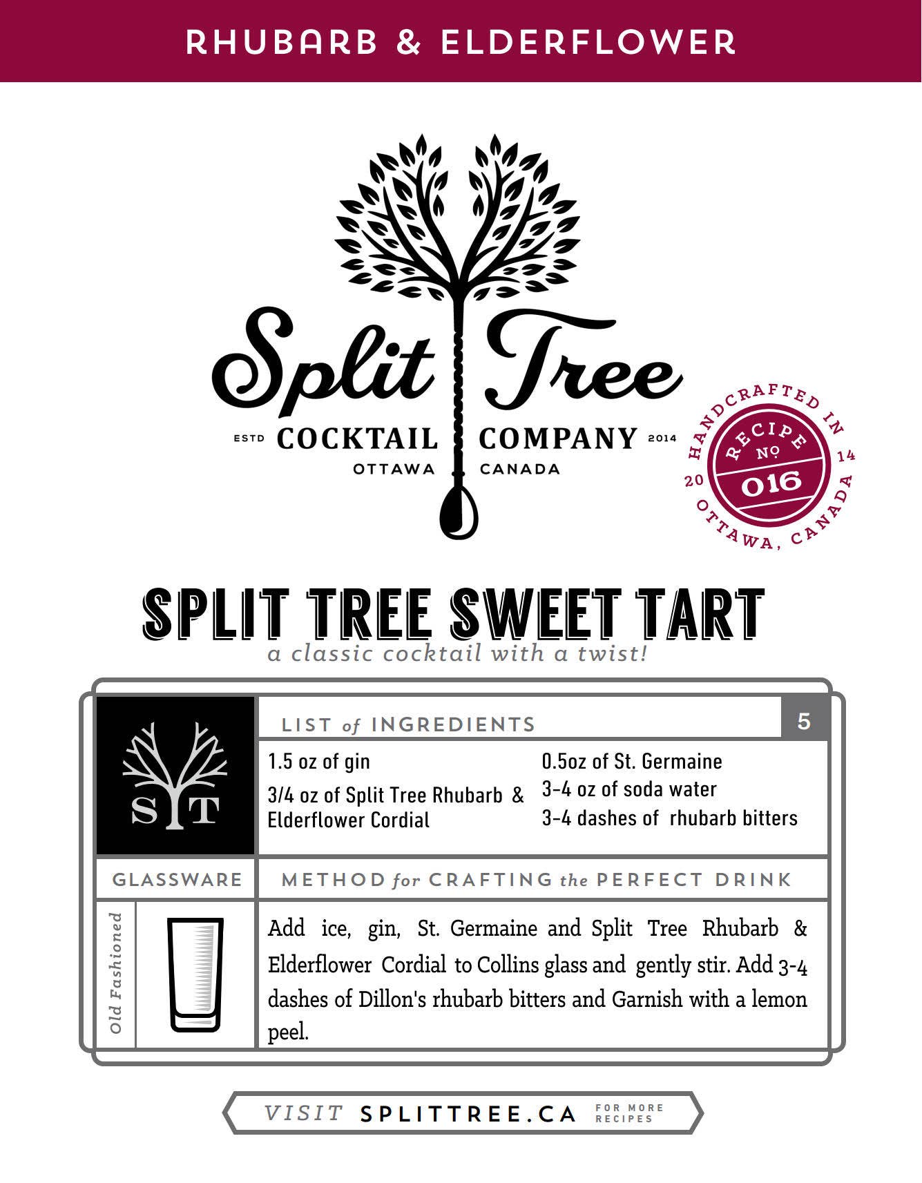 Split Tree Cocktail Co - Wholesale Cocktail Mix/Syrup - Rhubarb Elderflower Cordial Cocktail and Soda Mix6