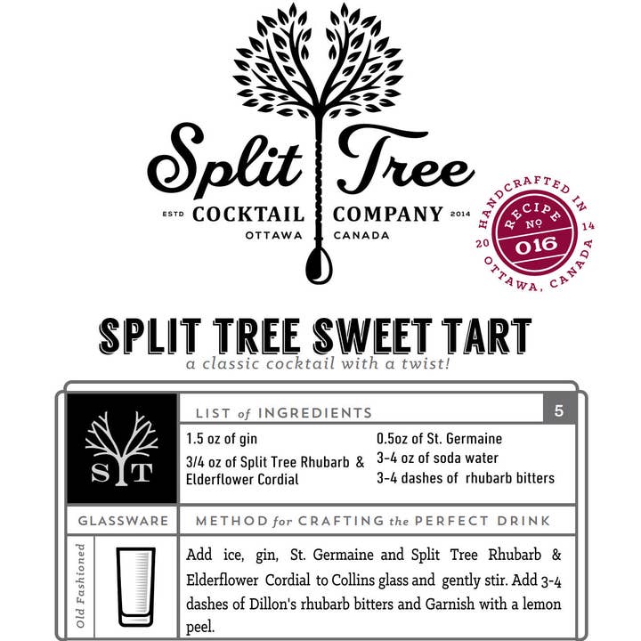 Split Tree Cocktail Co - Wholesale Cocktail Mix/Syrup - Rhubarb Elderflower Cordial Cocktail and Soda Mix6