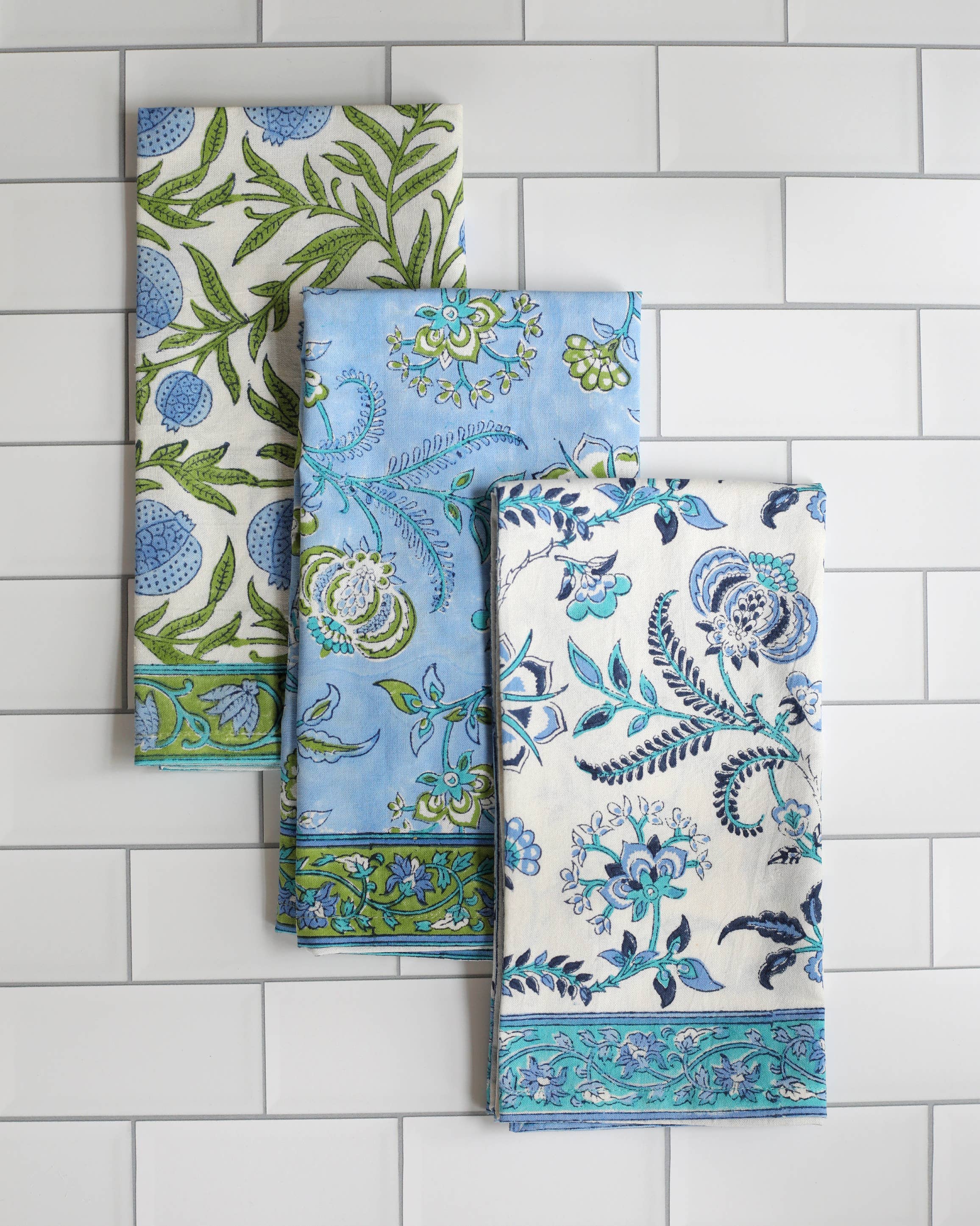 PACIFIC & ROSE TEXTILES – wholesale Tea towel – Kitchen Towel Pomegranate Blue, Set of 22