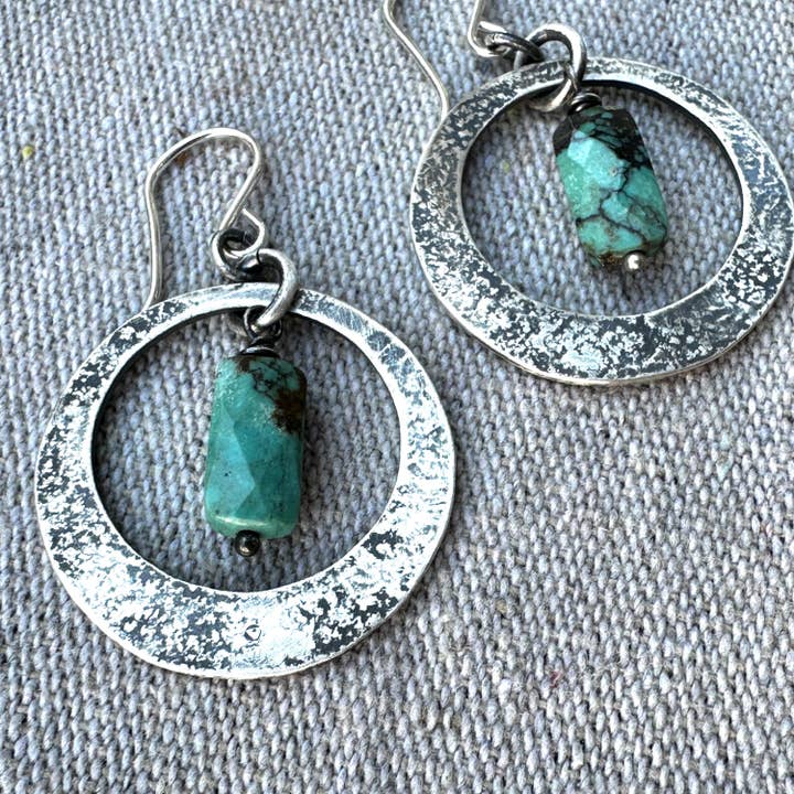 Big Sky Earrings– Sterling Silver Turquoise Dangle Earrings with Faceted Turquoise Beads by iNk Jewelry for wholesale by iNk Jewelry