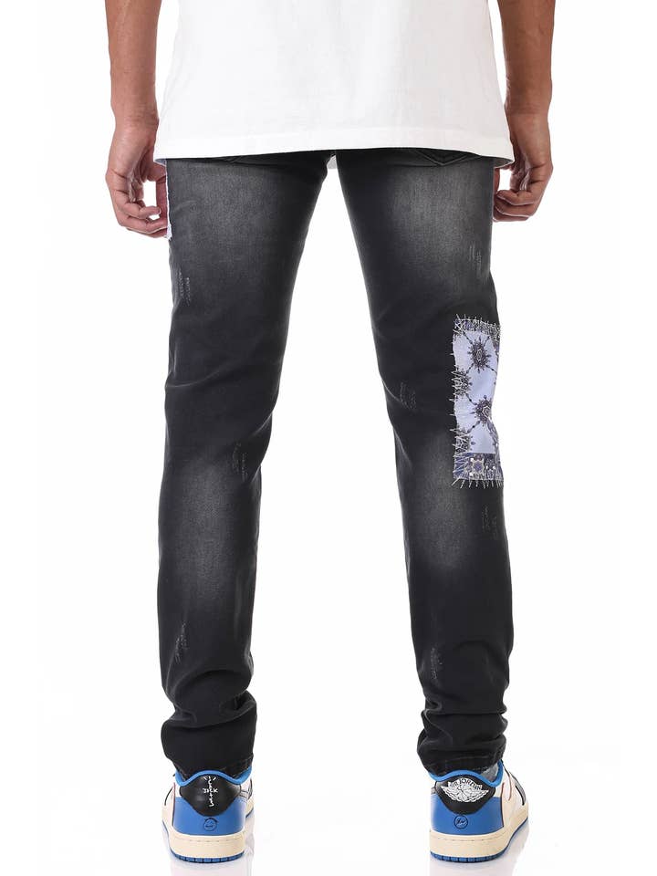 KDNK – wholesale Jeans – Men’s – MULTI PAISLEY PATCH JEANS