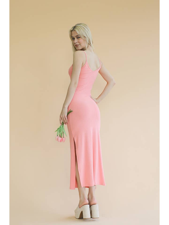 CAPELLA APPAREL - Wholesale Dress - Women's - Ribbed Side Slit Long Cami Dress15