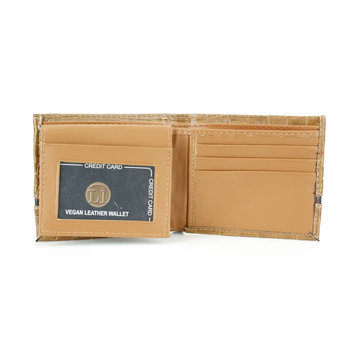 Leather Impressions Inc - Wholesale Wallet - Men's - Crocodile Embossed Vegan Wallet with Solid Band VL 90414