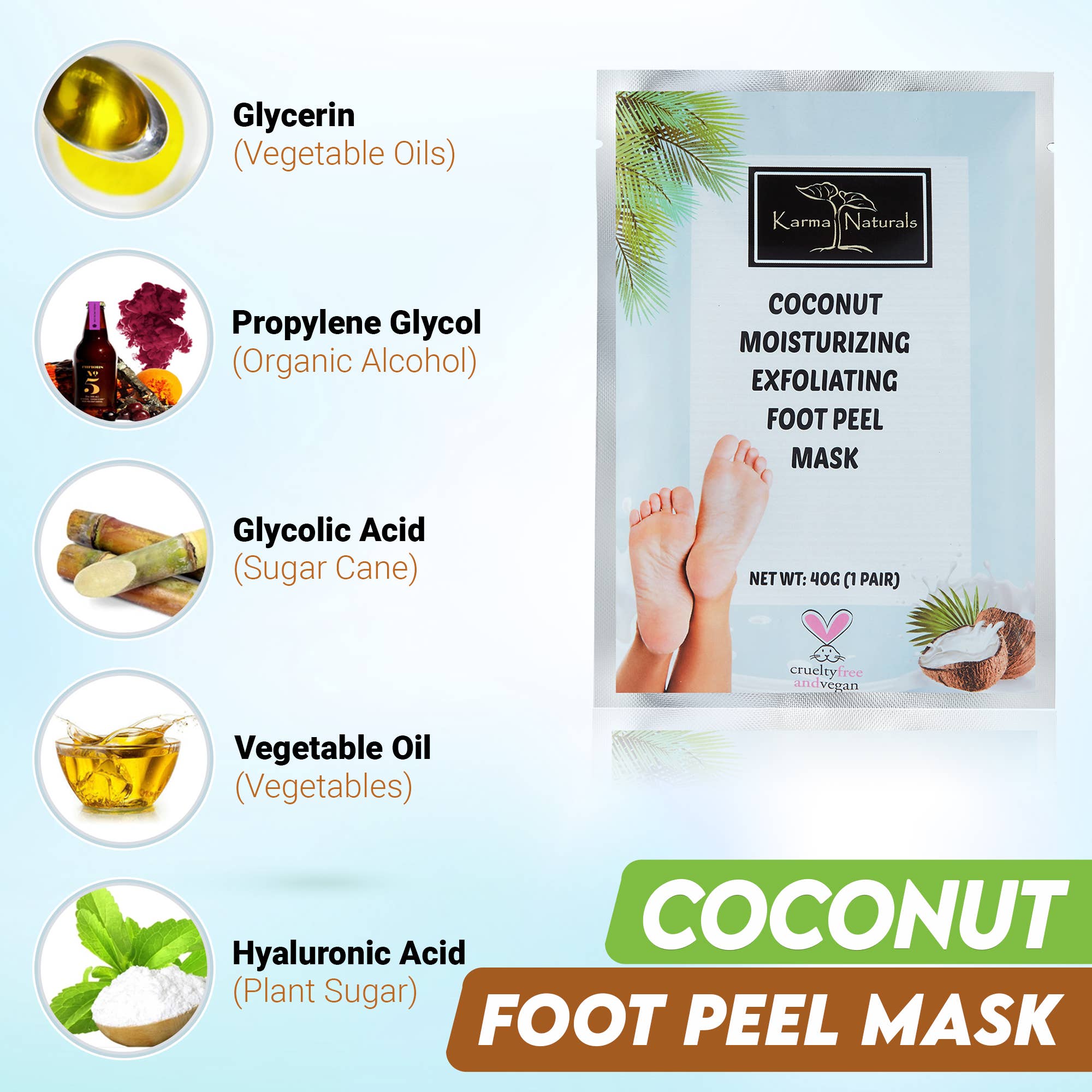 Karma Organic spa - Wholesale Foot Mask - Foot Peel Mask 2 Pack –Coconut Peeling Mask 100% Organic8