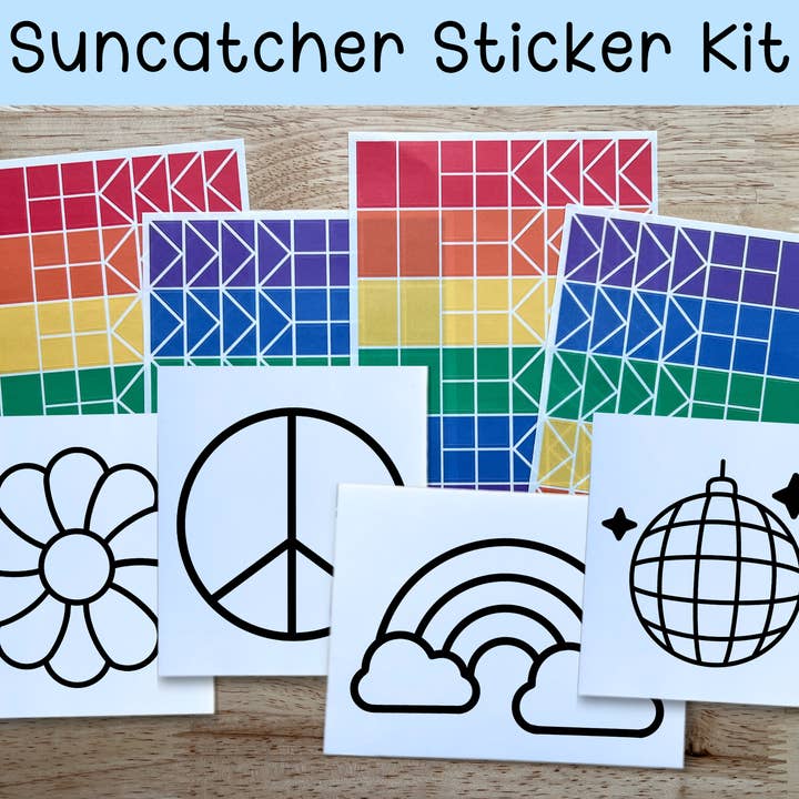 Groovy/Hippie Suncatcher Sticker Craft Kit Set for Kids for wholesale by Calenlou Crafts