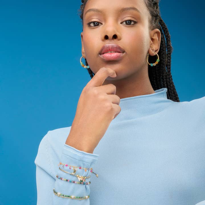 Luxenter - Wholesale Beaded Bracelet - Pulsera de Perla Blanca acabada en oro amarillo de 18k - Rayja1