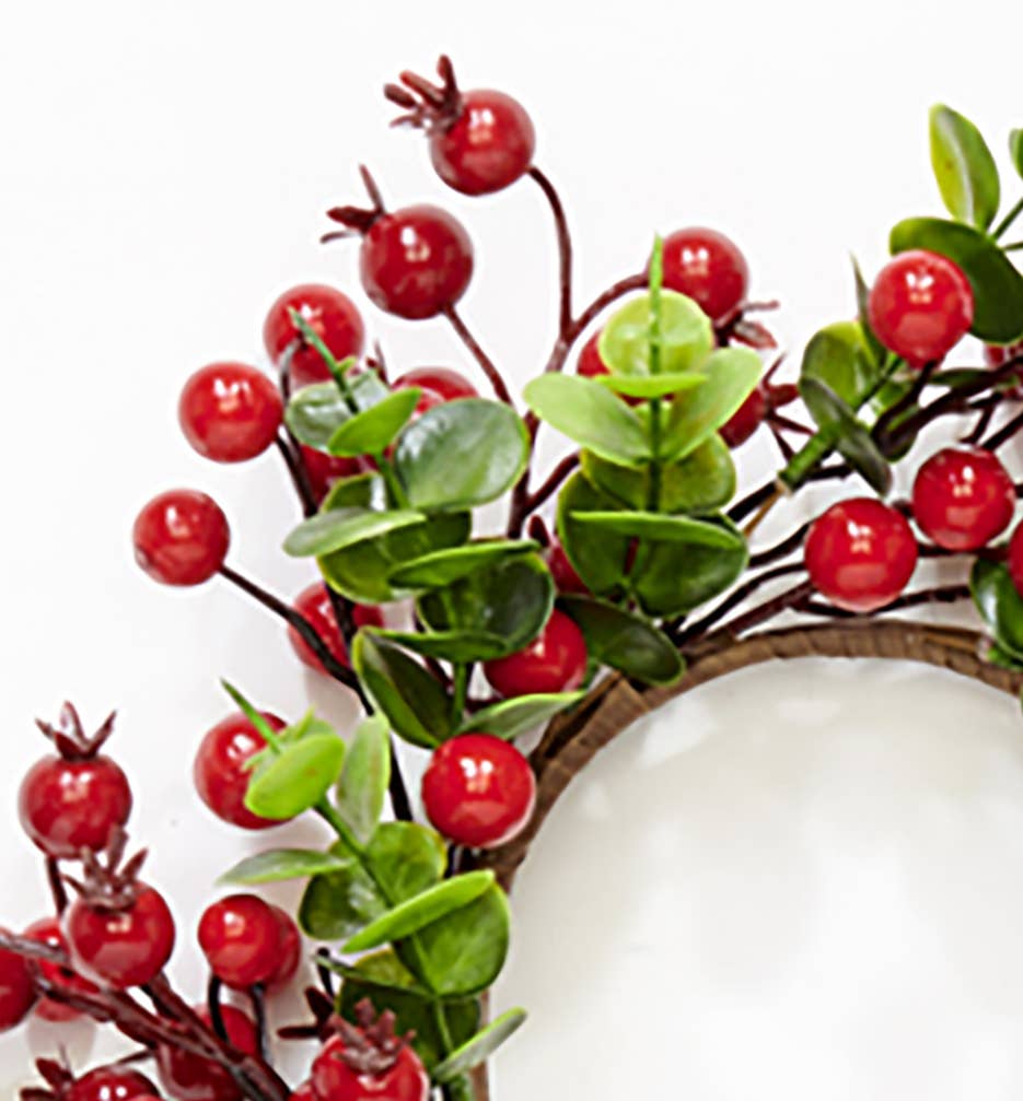 WORTH IMPORTS - Wholesale Candle Holder - 4.25" Red Berries & Eucalyptus Leaves Candle Ring1