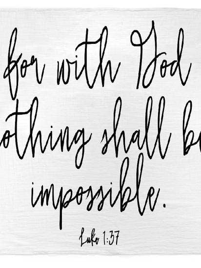 Organic Swaddle Blanket- Luke 1:37 for wholesale by Modern Burlap