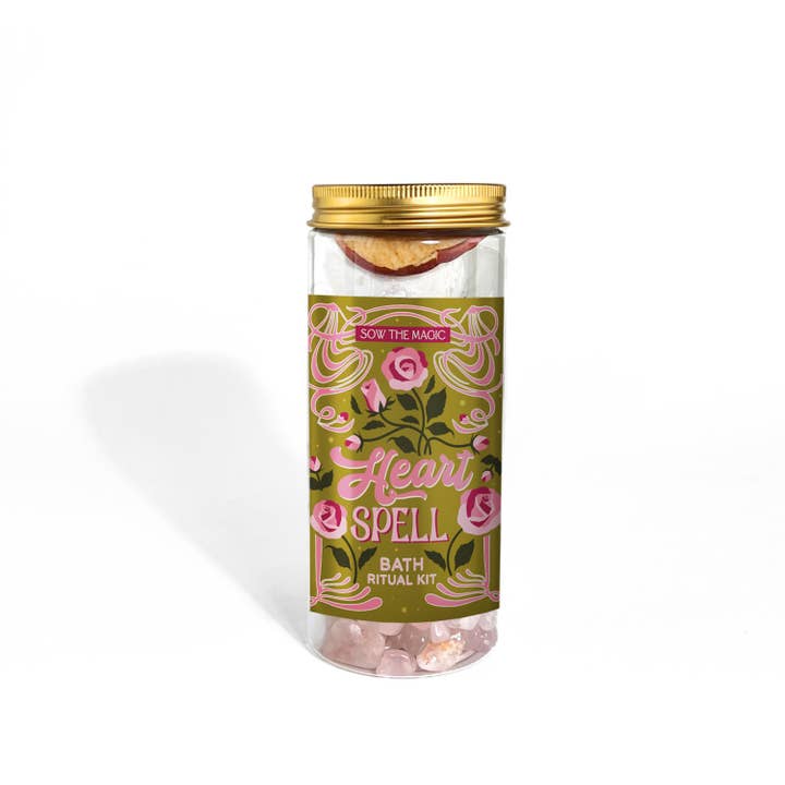 Kit de rituel de bain Heartspell avec quartz rose pour la vente par Sow the Magic