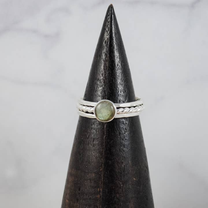 Small Stone Stacking Ring Set - sterling silver for wholesale by Cameron Kruse Designs