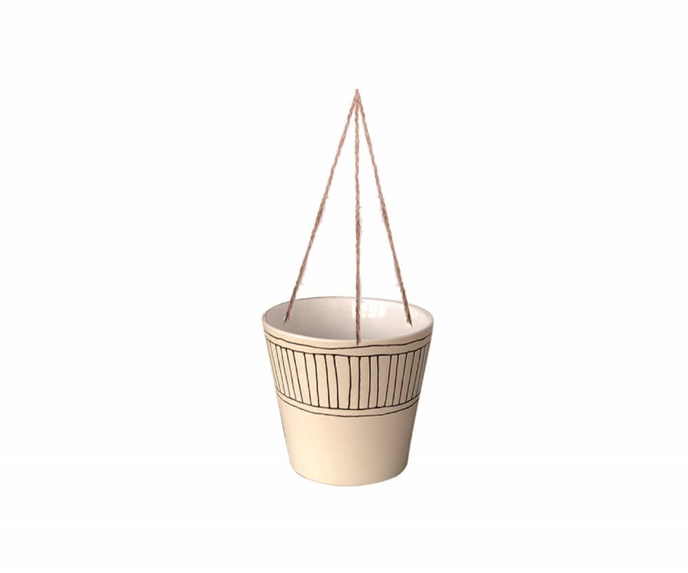 Blue Sky Clayworks - Wholesale Hanging Planter - 6.5" Hanging Colby Stripe Flower Pot0