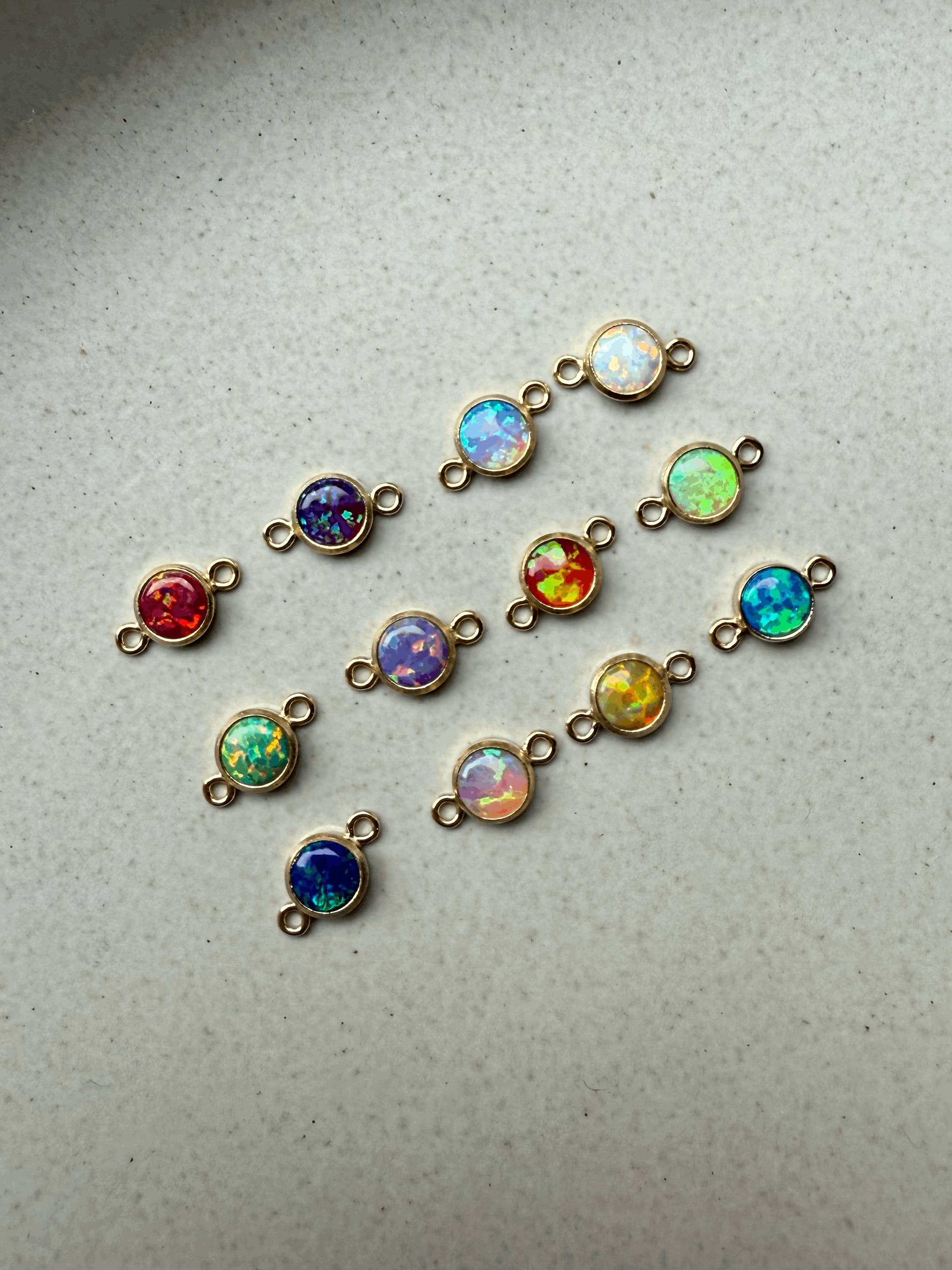 The Charm Gal - Wholesale Individual Charm/Pendant - Gold Filled Opal Birthstone Connectors