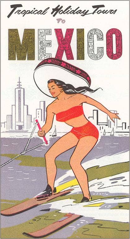 Found Image Press - Wholesale Sticker - Sticker MX-231 Woman Waterskiing in Sombrero0