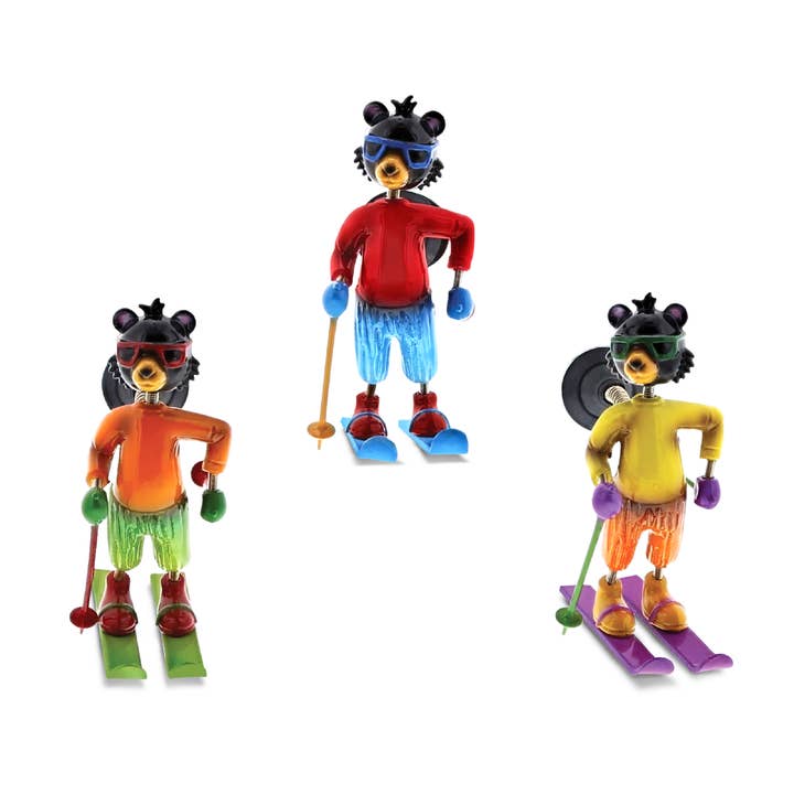 Bobble Magnet - Skiing Black Bear for wholesale by Cota Global