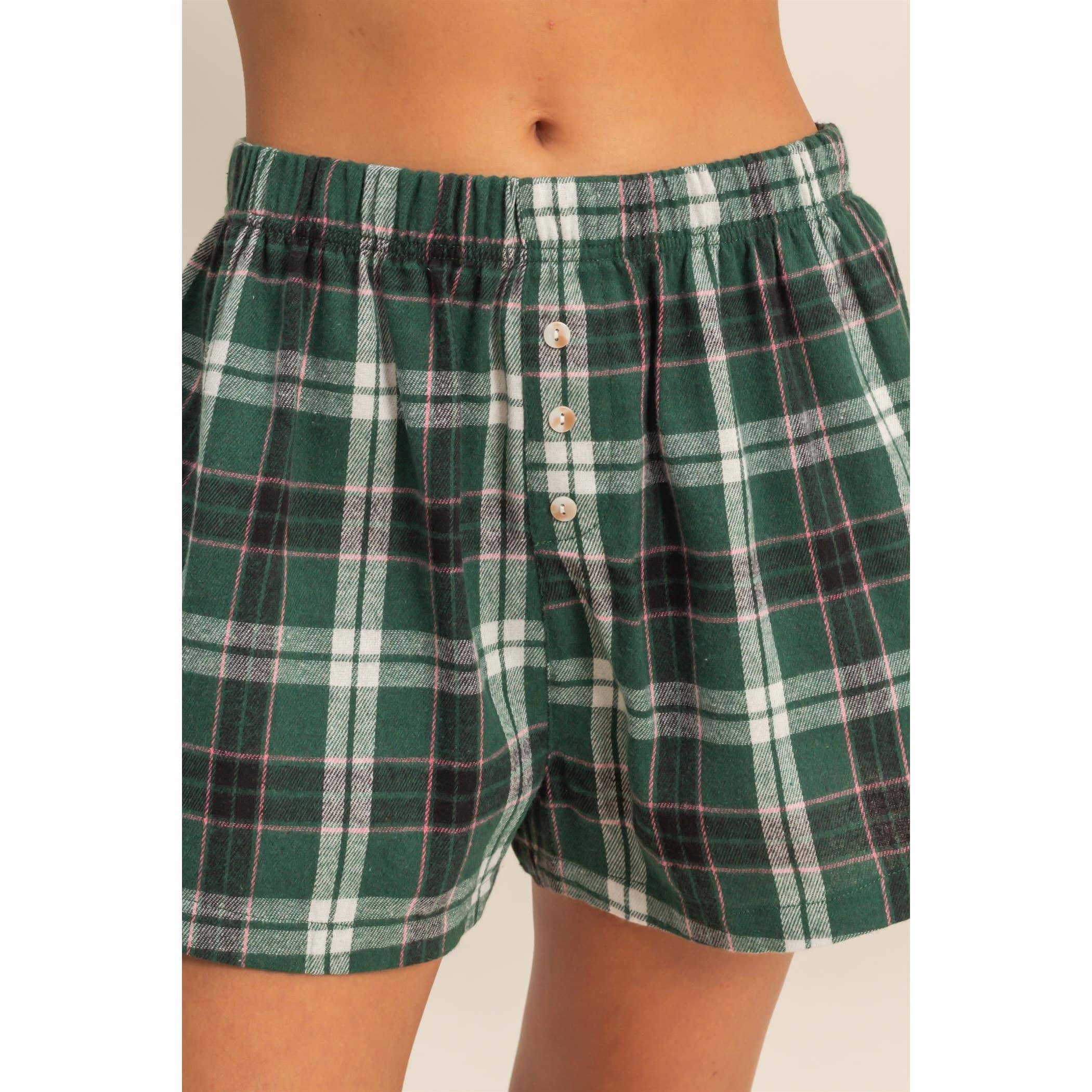 Double Zero - Wholesale Shorts - Women's - Button-Front Flannel Boxer Shorts19
