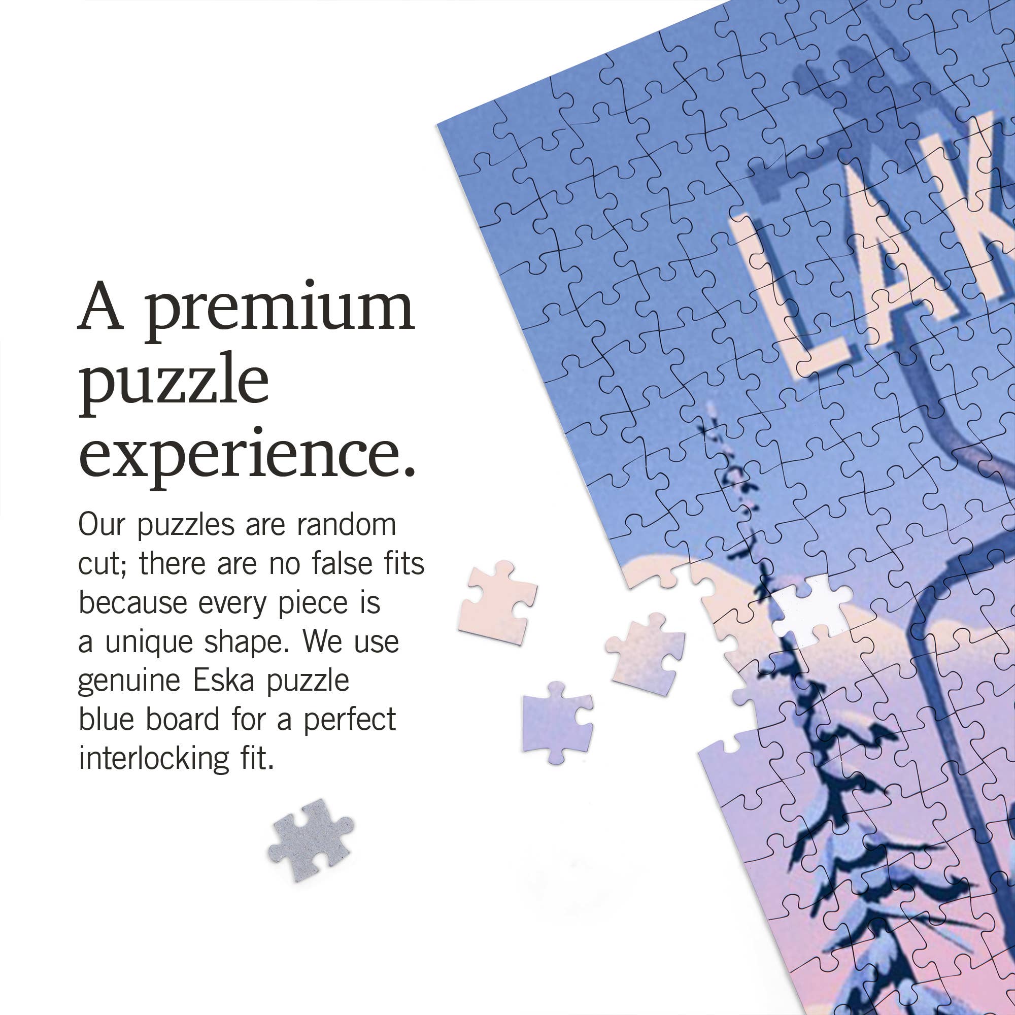 Lantern Press - Wholesale Puzzle - Adult - 1000 PIECE PUZZLE Lake Tahoe, Chill on the Uphill Ski Lift3