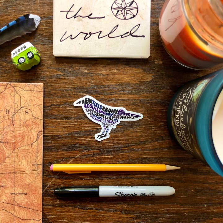 Wander On Words - Wholesale Sticker - Hand-Lettered Edgar Allen Poe Raven Sticker1