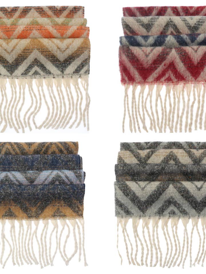 Chevron Pattern Fringe Scarf LVSC-108 and other Purchase Wholesale zigzag. Free Returns & Net 60 Terms on Faire trending on Faire.