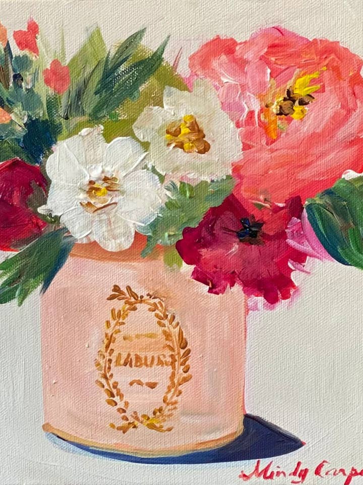 Roze ansichtkaart met bloemen uit Parijs voor wholesale door Carpe Diem Papers