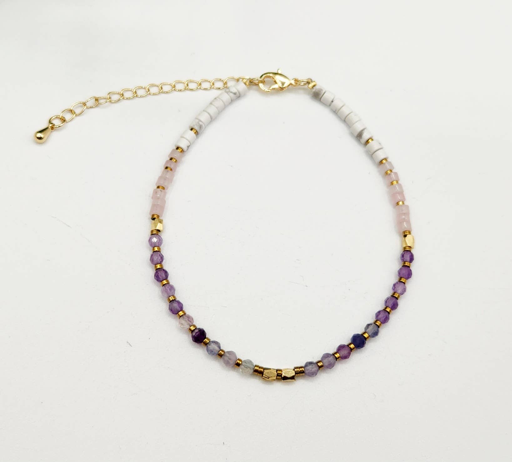 Meraki Gemstones - Wholesale Beaded Bracelet - INNER PEACE-Fluorite/Amethyst/Rose Quartz/Howlite Bracelet4