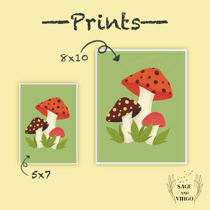 Retro Grøn Champignon Print for engroshandel hos Sage and Virgo