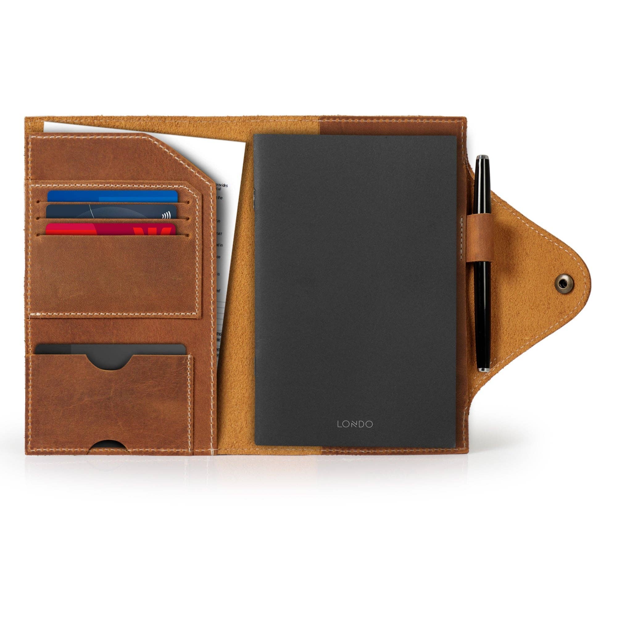 Londo - Wholesale Journal Cover - Londo Personalized Top Grain Leather Portfolio with Notepad (Snap Closure & Lock)23
