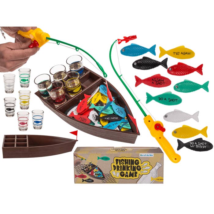 Jogo de bebida pesca com 4 copos de shot em caixa para presente por atacado de Out of the blue KG