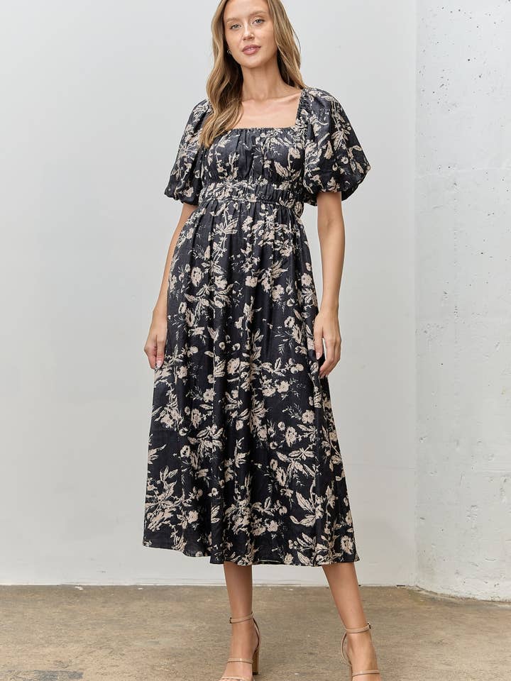 VESTIDO MIDI CON ESTAMPADO FLORAL para venta al por mayor de Polagram by Wellmade USA