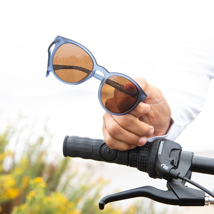 Blue Planet Eco-Eyewear - Wholesale Sunglasses - Unisex - BP19883- Arches - Soft Navy Blue / Brown Polarized Lens