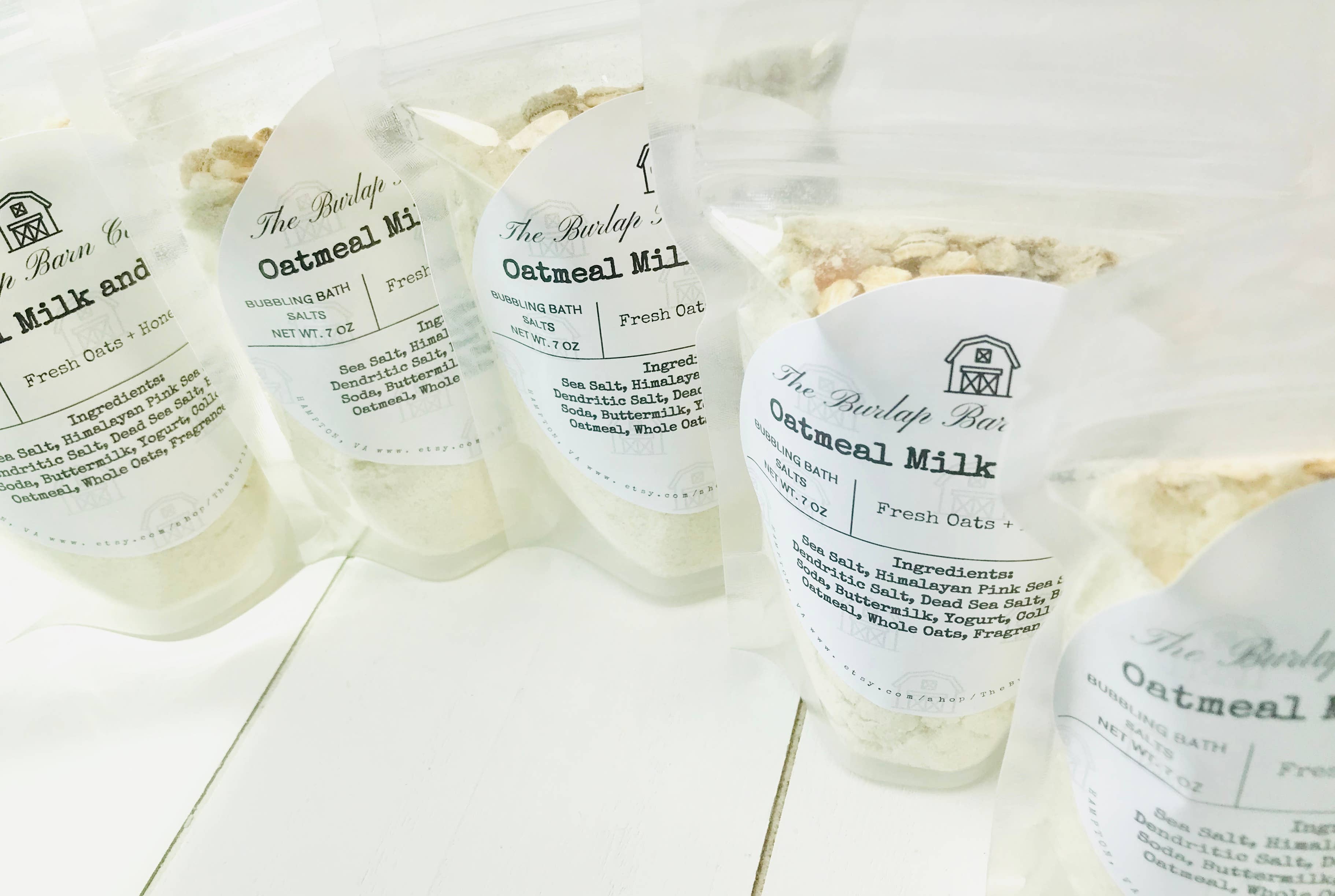 The Burlap Barn Company – Engroshandel Badesalt – Oatmeal Milk & Honey boblende badesalt1