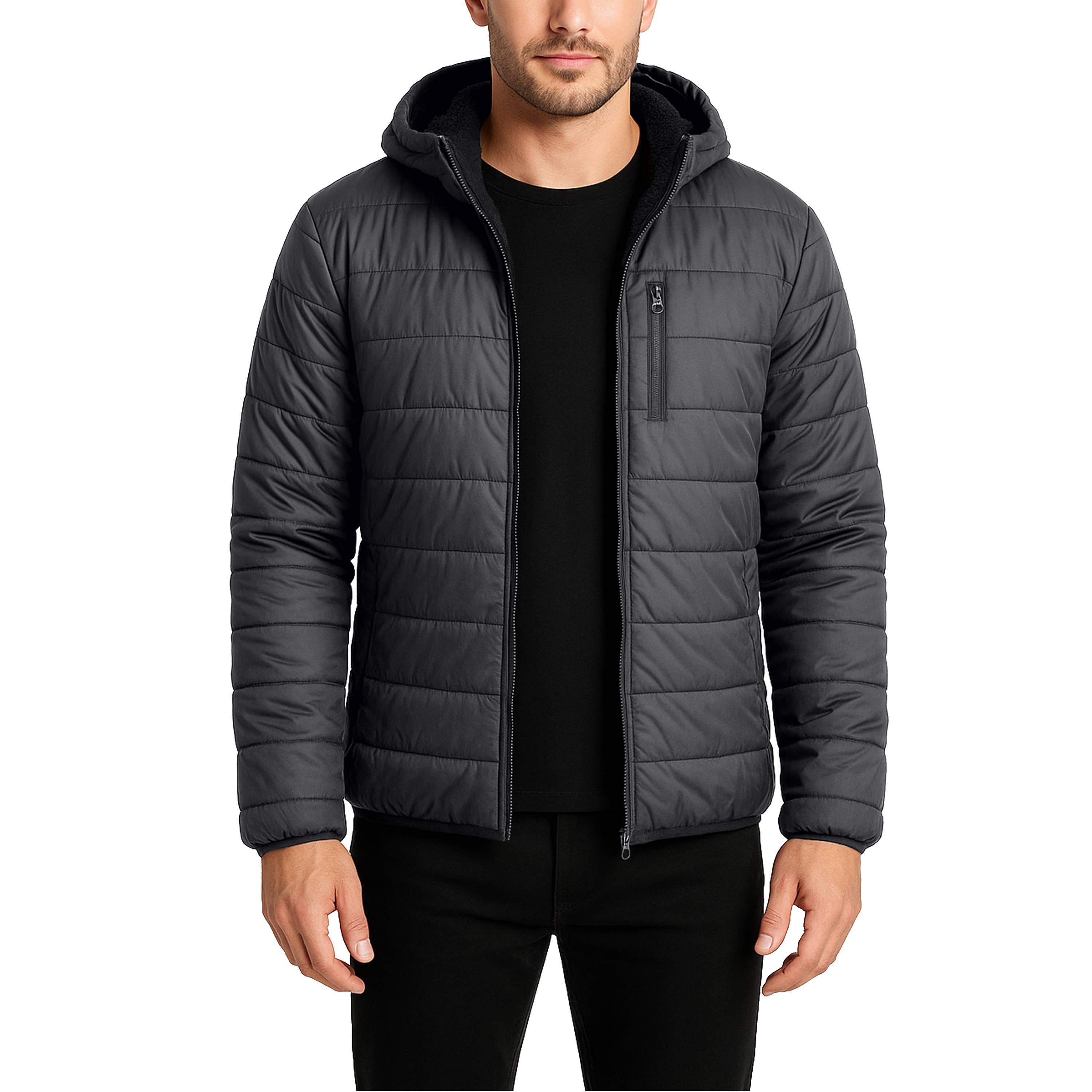 Galaxy By Harvic - Wholesale Puffer Jacket - Men's -  Men's Sherpa-Lined Hooded Puffer Jacket7