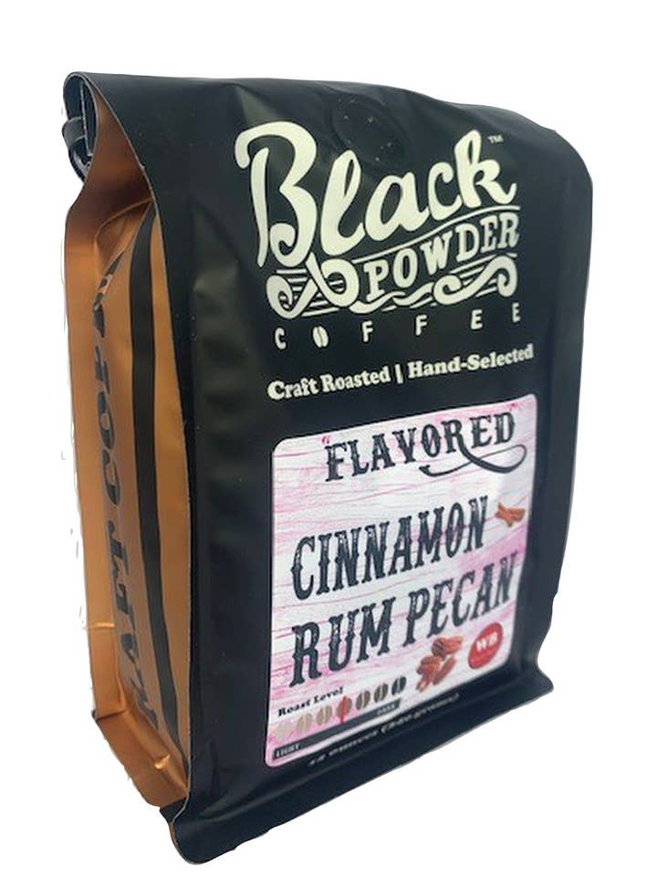 Cinnamon Rum Pecan Flavored Coffee for wholesale by Black Powder Coffee