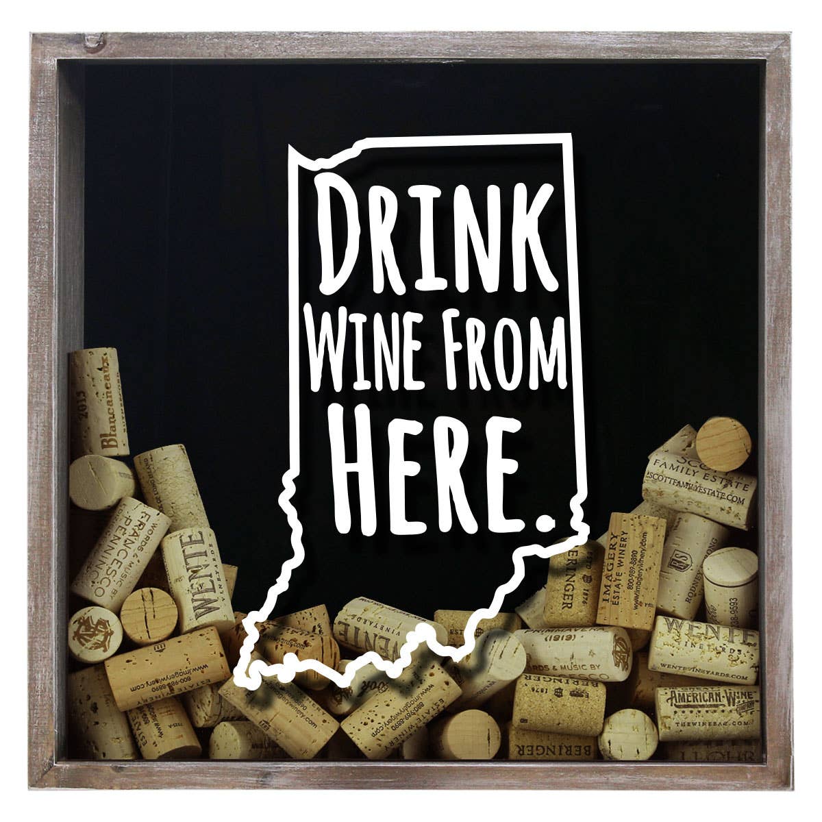 Torched Products - Wholesale Sign - Drink Wine From Here Beer Cap Shadow Box - Farmhouse Antique12